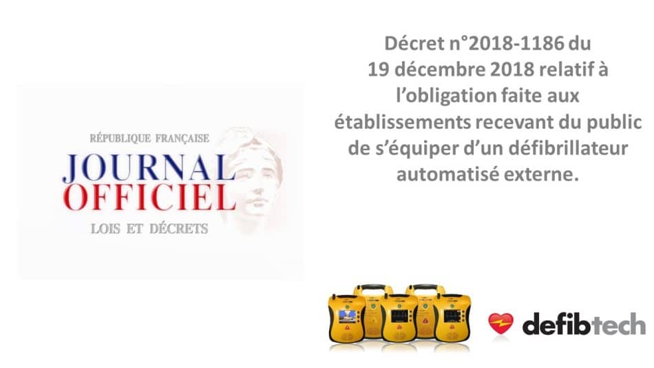 Décret du 19 décembre précisant les catégories d’ERP pour lesquelles le défibrillateur est obligatoire