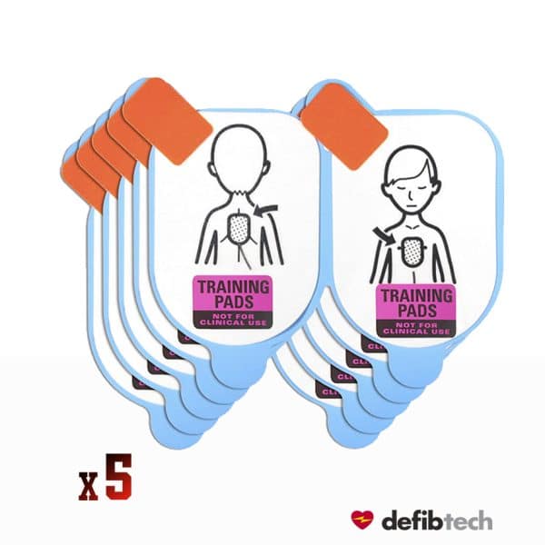 Lot de 5 paires d'électrodes de défibrillation de formation enfant pour défibrillateur Lifeline Defibtech