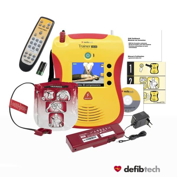 kit complet défibrillateur Lifeline View de formation avec télécommande, électrodes, batterie, cd, manuel
